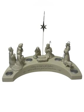 Hallmark 2004 " O Come, Emmanuel" Nativity Advent Candle Holder Porcelain/Metal